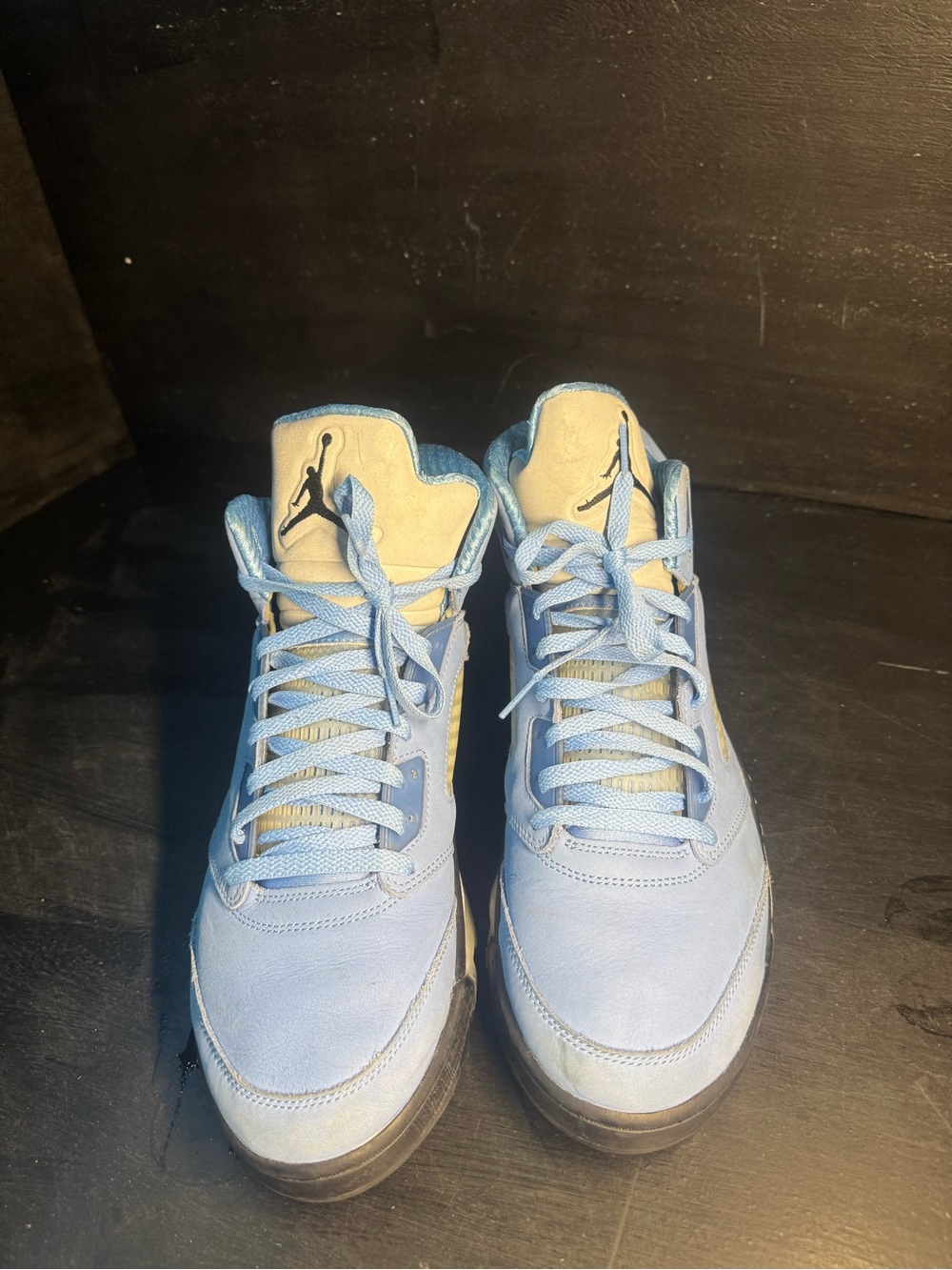 Men's Light Blue High-Top Basketball Sneakers Jordan 5 - Picture 4 of 6